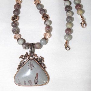 Natural Crazy Horse Jasper cooper 18" necklace. NEW (#2269)